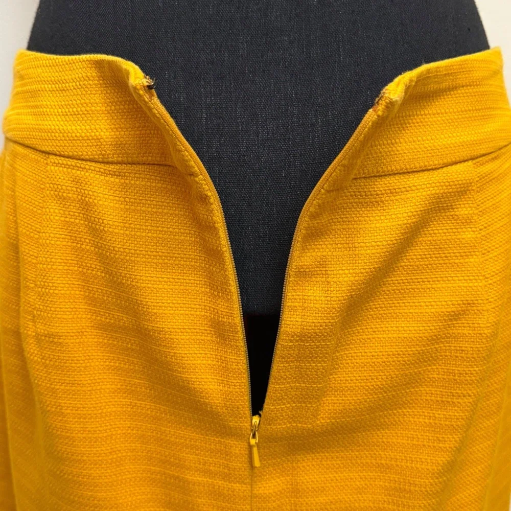 Banana Republic Mustard Yellow Gold Textured Cotton Pencil Skirt Womens 8 Career